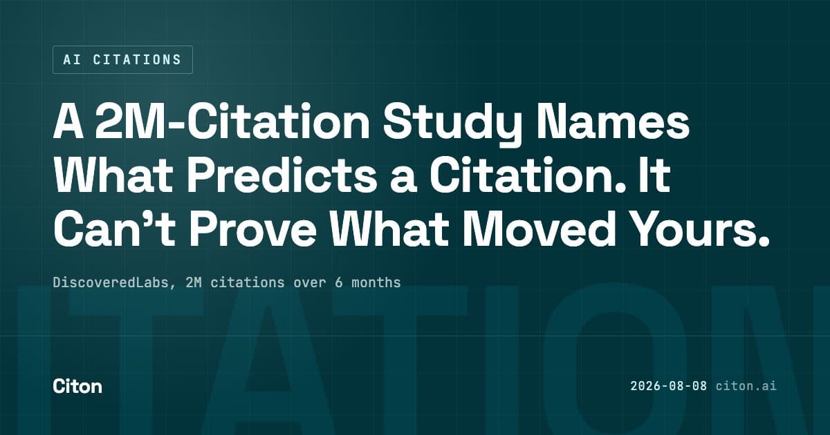 A 2-million-citation study names what predicts an AI citation. A controlled test on your own pages is what proves whether your work moved it.