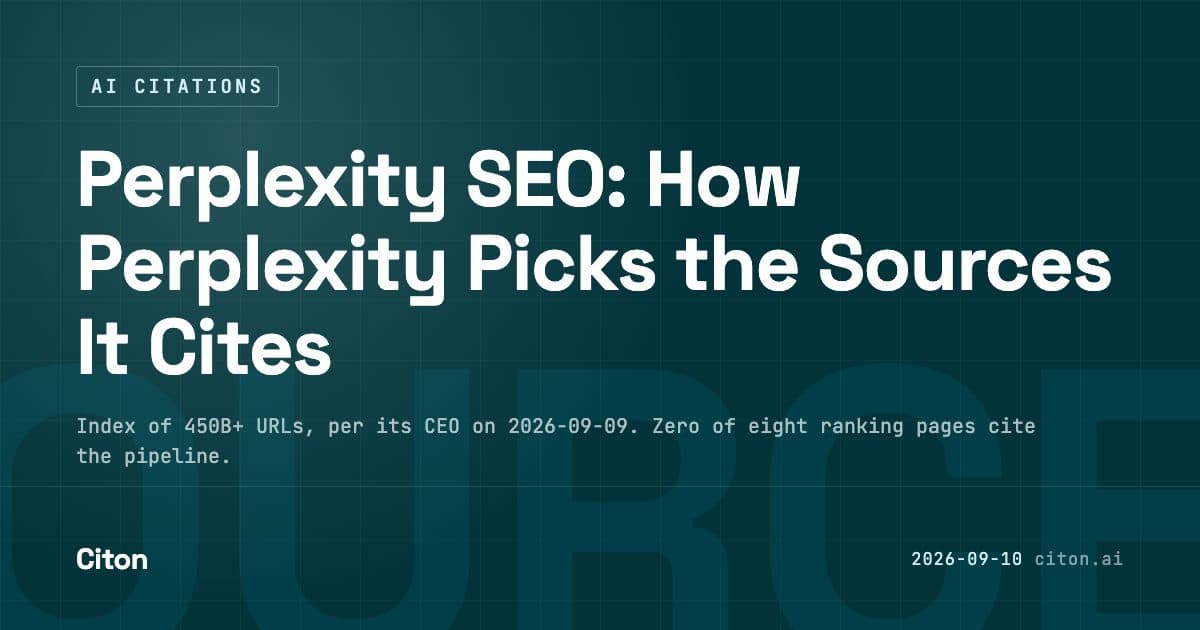 Perplexity has published a five-stage source-selection pipeline, two crawlers with different robots.txt rules, and a domain-level source review. The ten pages ranking for "perplexity seo" quote none of it.